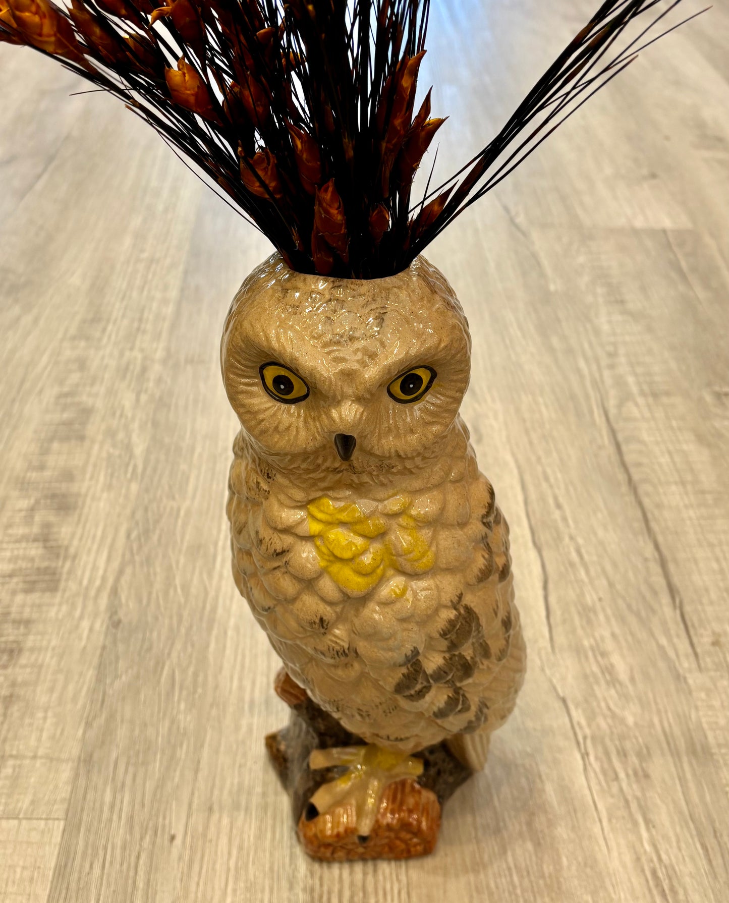 Tall Snowy Owl Vase