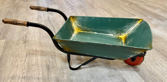 Distressed Metal Wheelbarrow