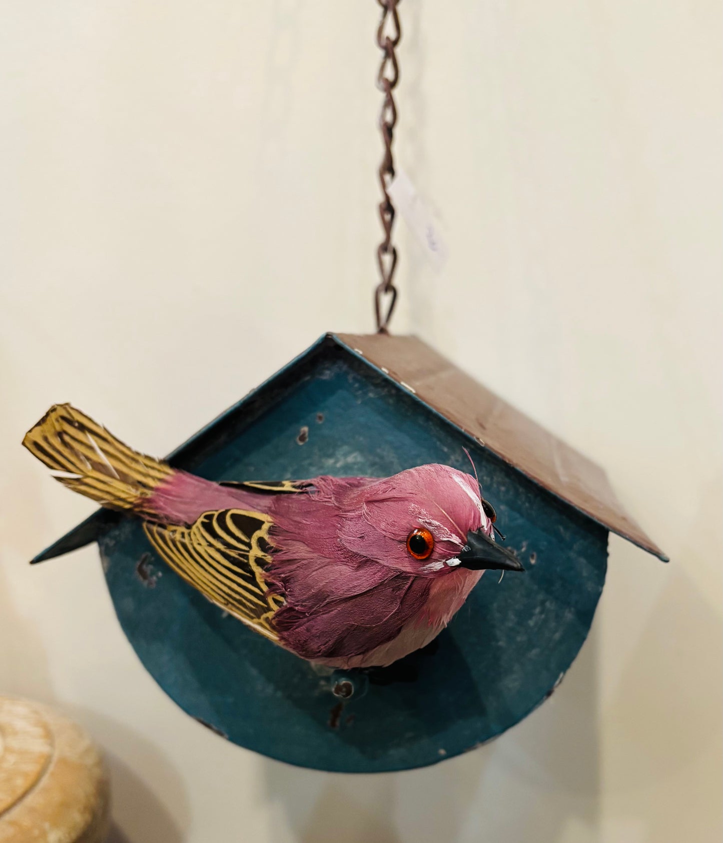 Distressed Blue Metal Birdhouse