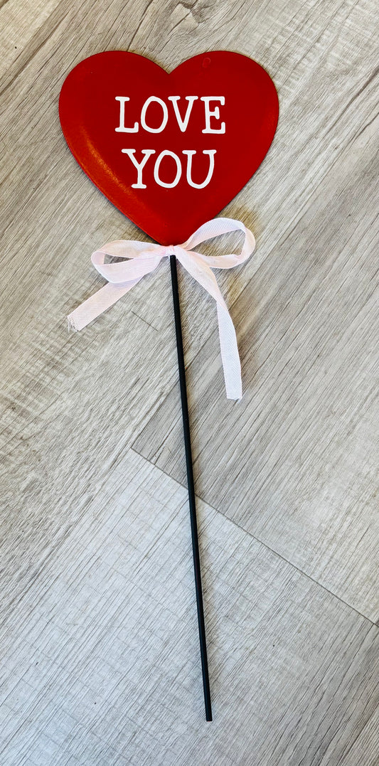 Metal "Love You" Plant Stake