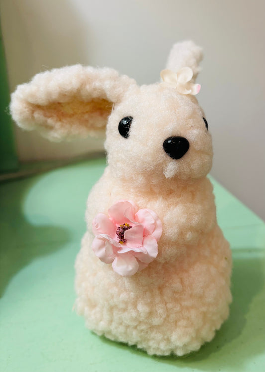 Sherpa Bunny with Pink Flowers
