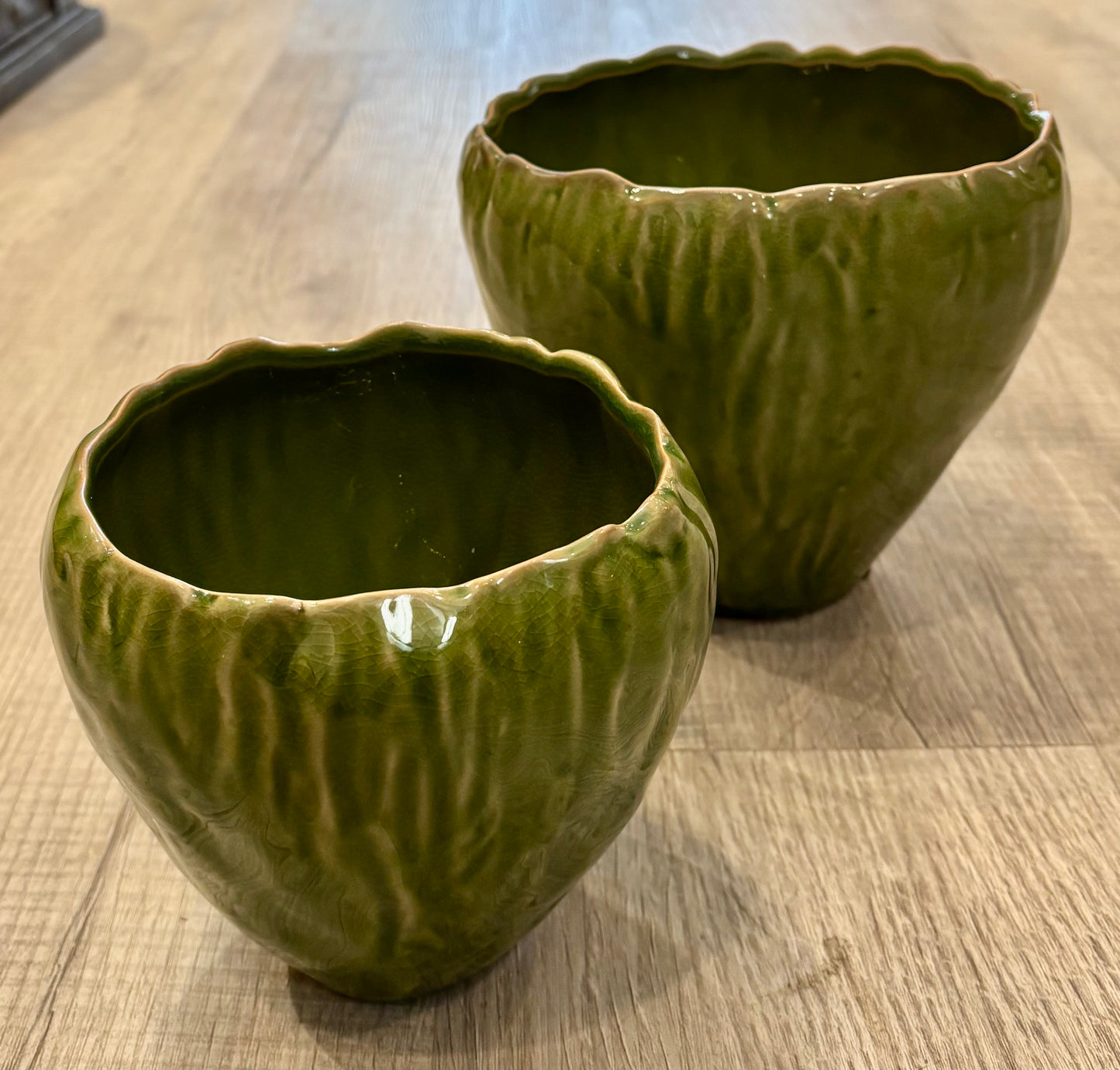 'Evelyn" Green Ceramic Pot/Small