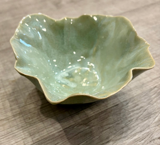 Seafoam Scalloped Ceramic Bowl, Small