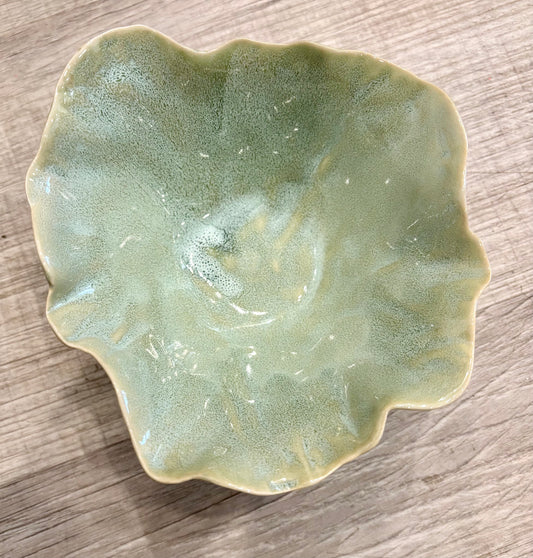 Seafoam Scalloped Ceramic Bowl, Small
