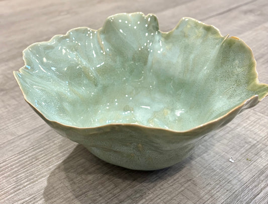 Seafoam Scalloped Ceramic Bowl, Large