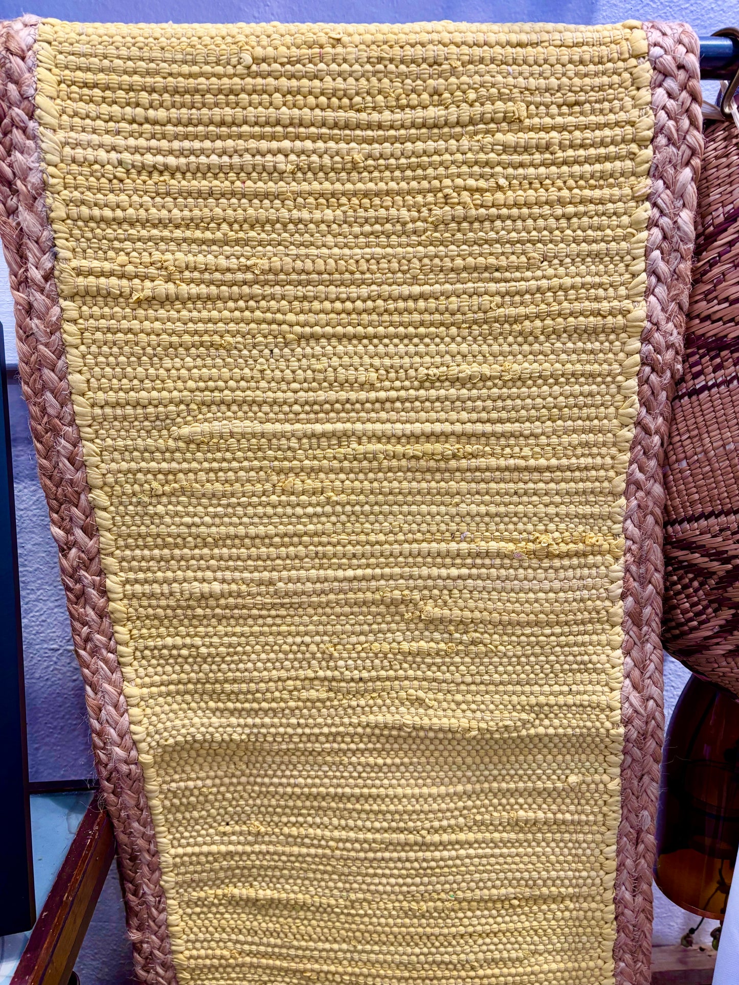 Primrose Yellow Table Runner with Jute Border