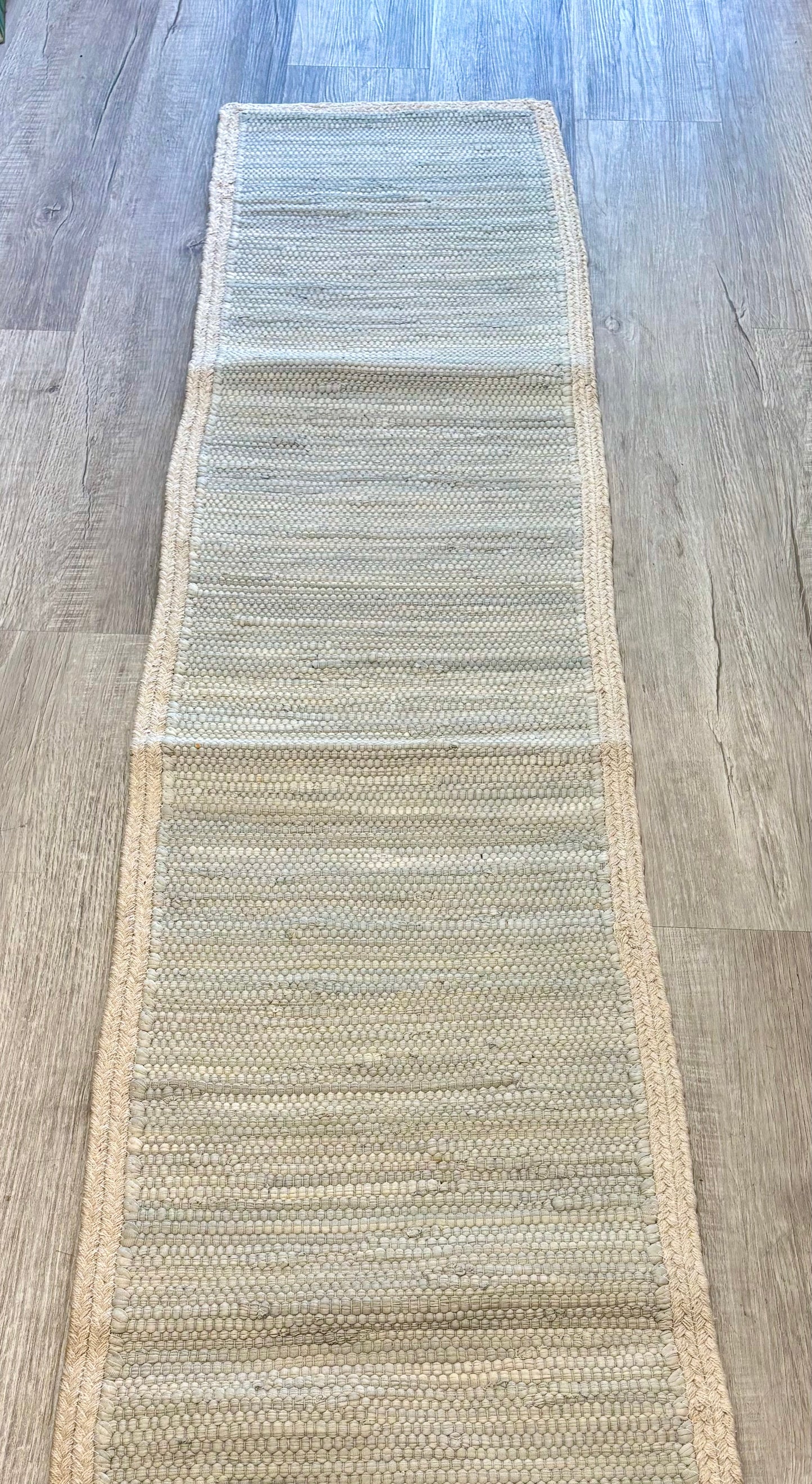 Light Gray Table Runner with Jute Border