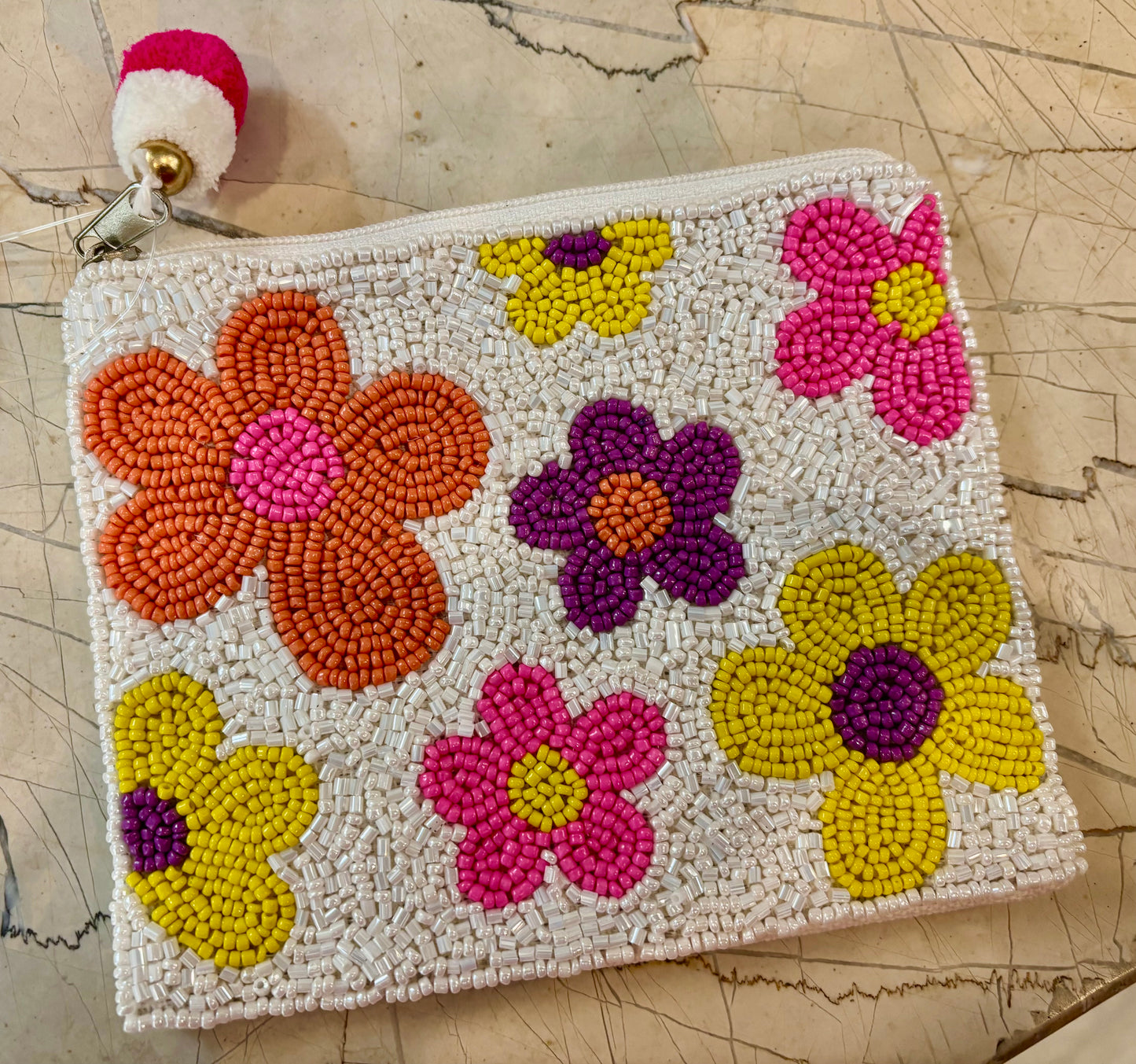 Beaded Coin Purse, Flowers