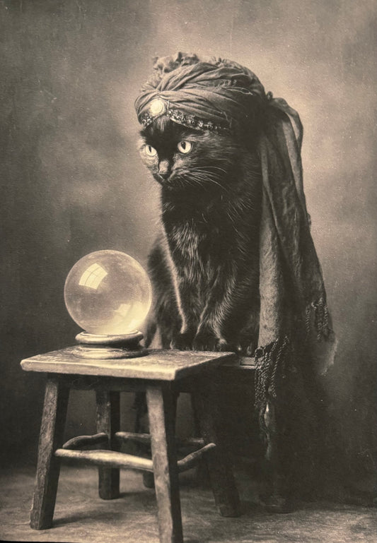 Fortune Teller Cat Halloween Card