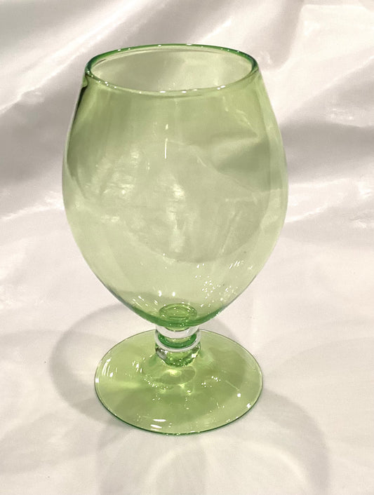 Stemmed Hand Blown Glass, Green