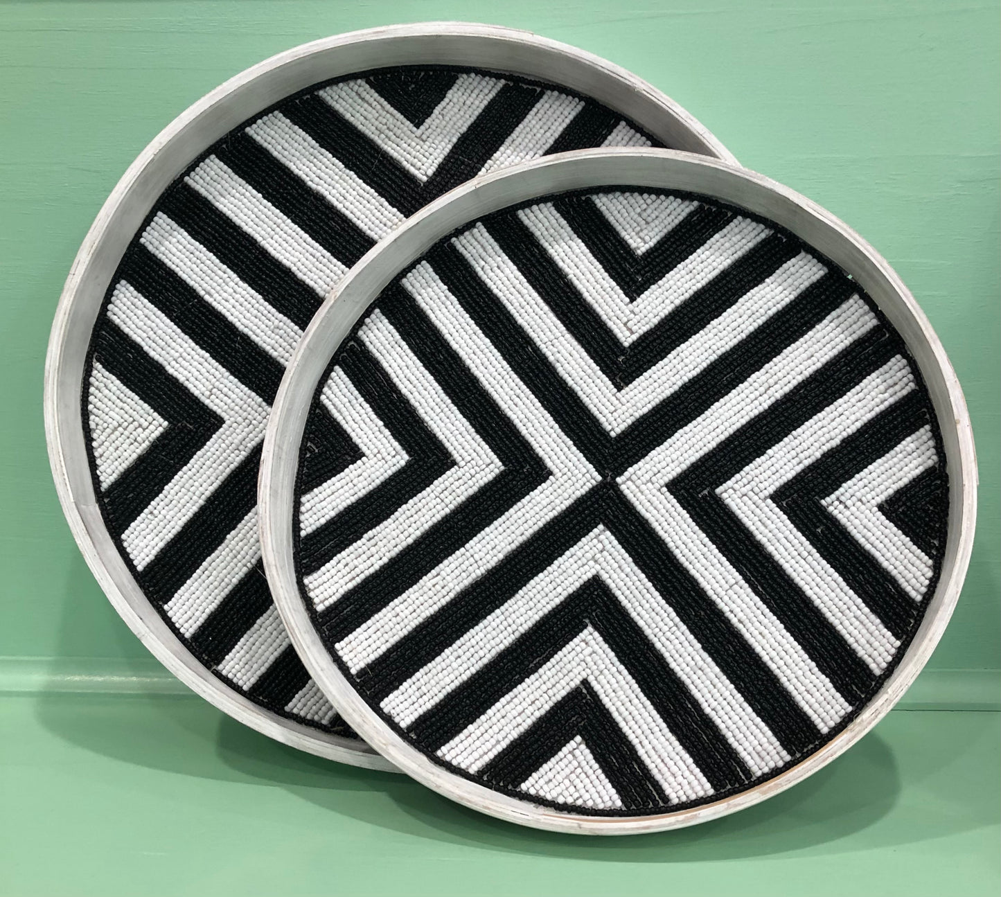 Tray; Black/White Riviera; medium