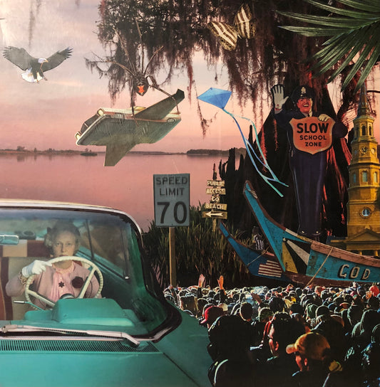 Collage by Connie Estes Beale; "Traffic was Heavier Than Expected as Helen Tried to get Back to 1957"