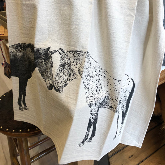 Towel, Kissing Horses Flour Sack Kitchen Towel