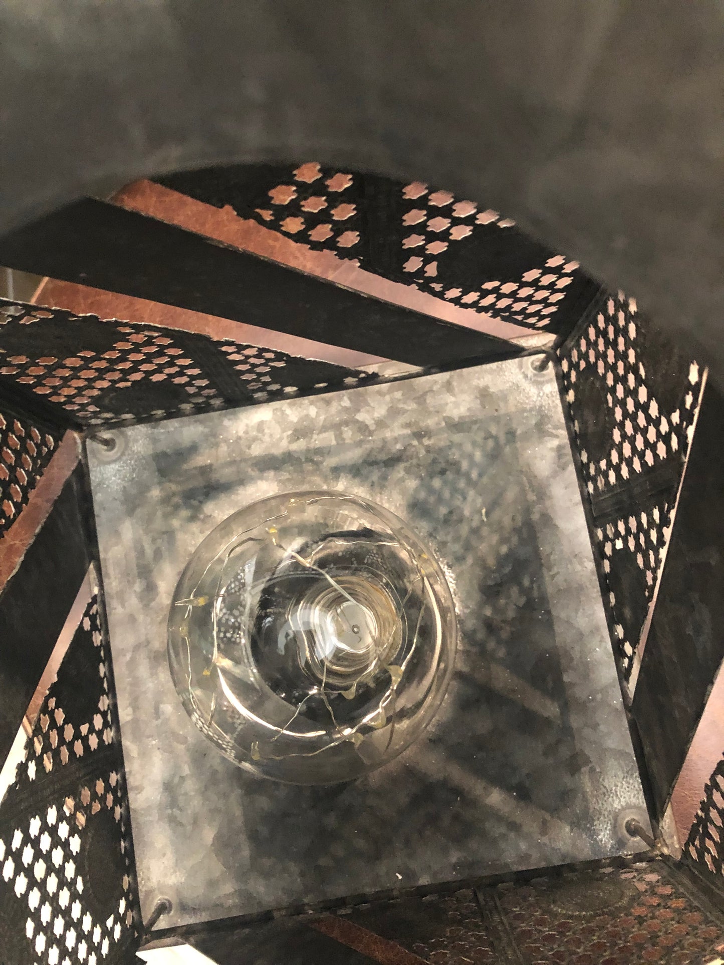 Lantern, Rustic Pierced with Filament Bulb