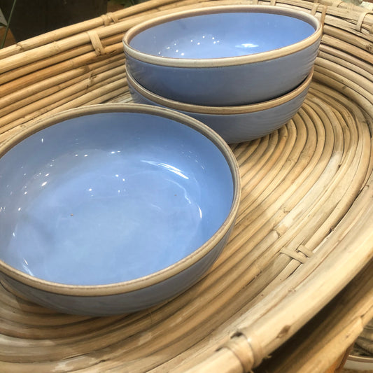 Porcelain Salad Bowl with Periwinkle Glaze