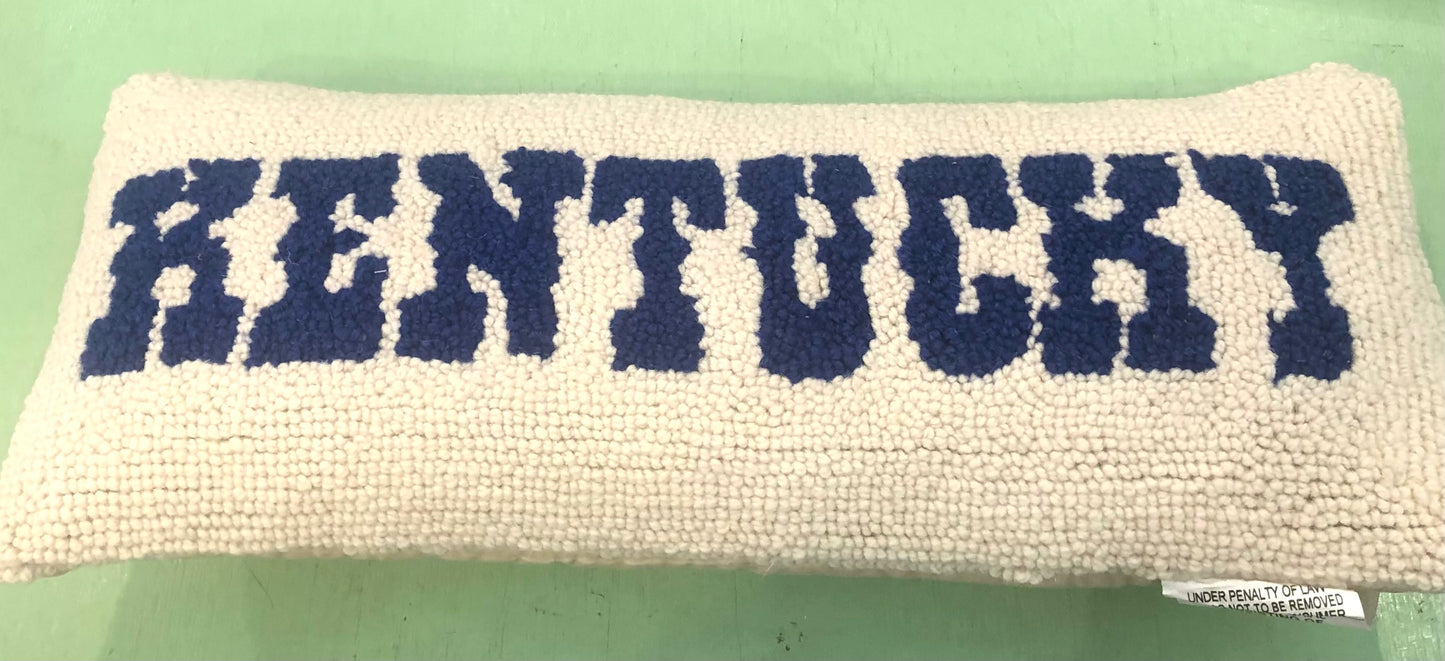 Kentucky hooked pillow