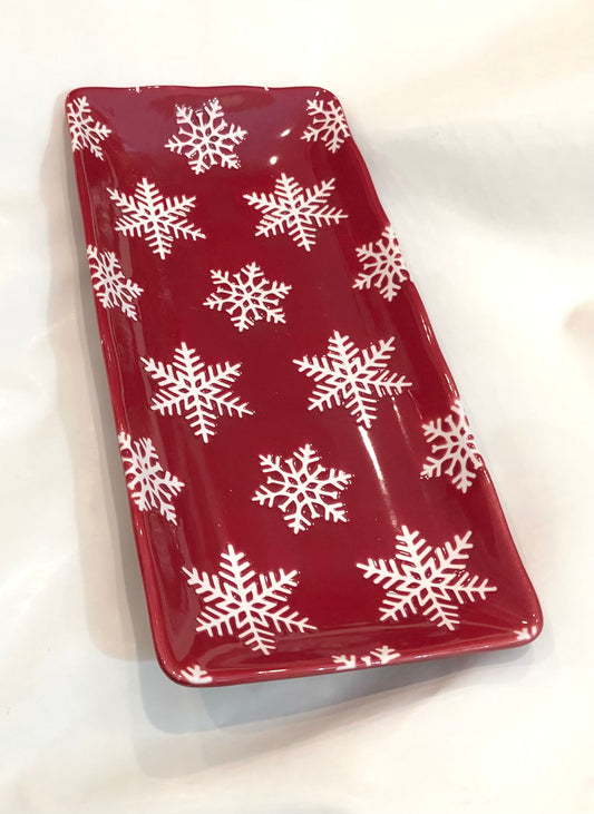 Red Snowflake Platter