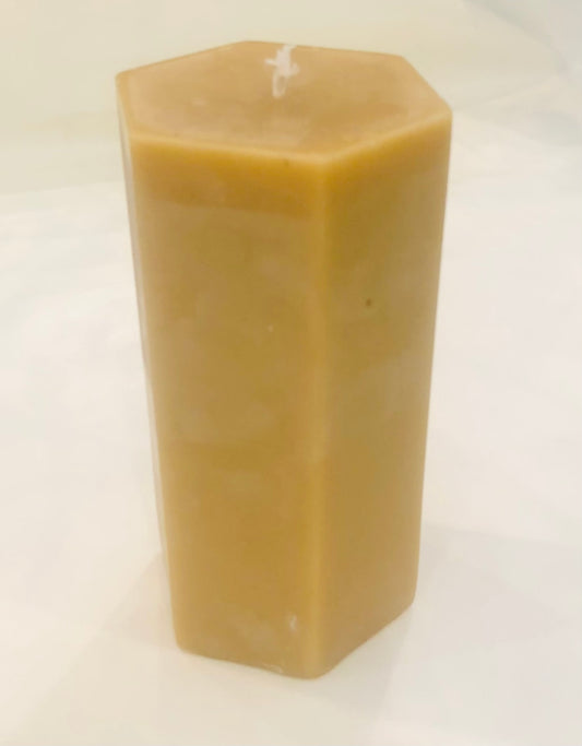 Beeswax Candle, Hexagonal, 3.5" x 6"