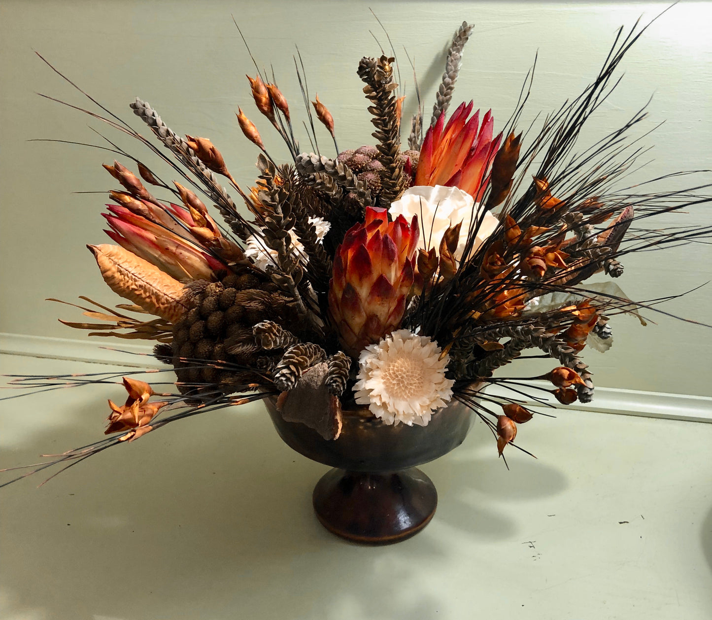 Arrangement/Pair Fall in Vintage Compotes