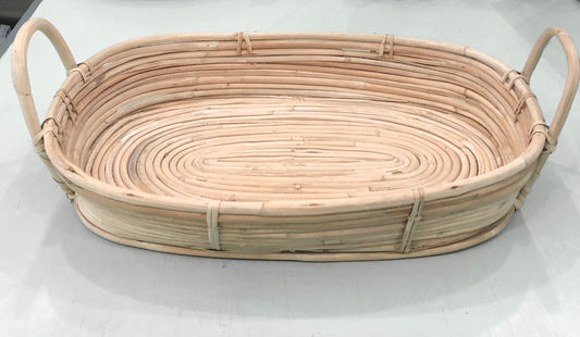 Tray, Cane Rattan, with Handles, Large