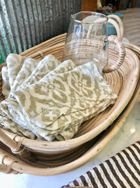 Tray, Cane Rattan, With Handles, Small
