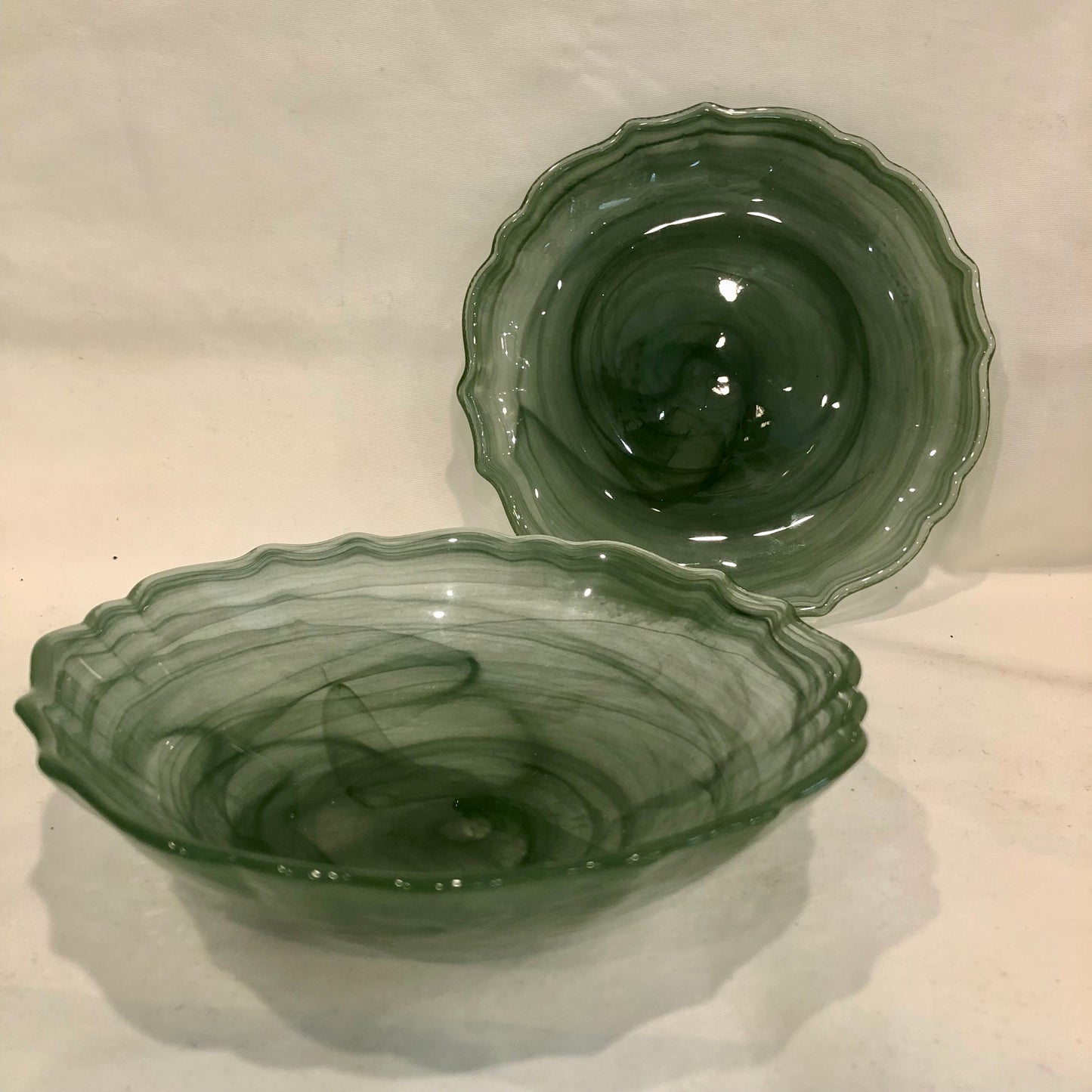 Saucer, Sage Green Swirl Glass