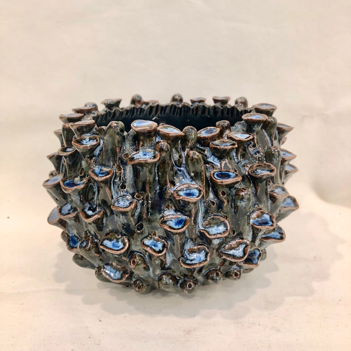 Vase, Deep blue Glazed Porcelain Inspired by Sea Anemones