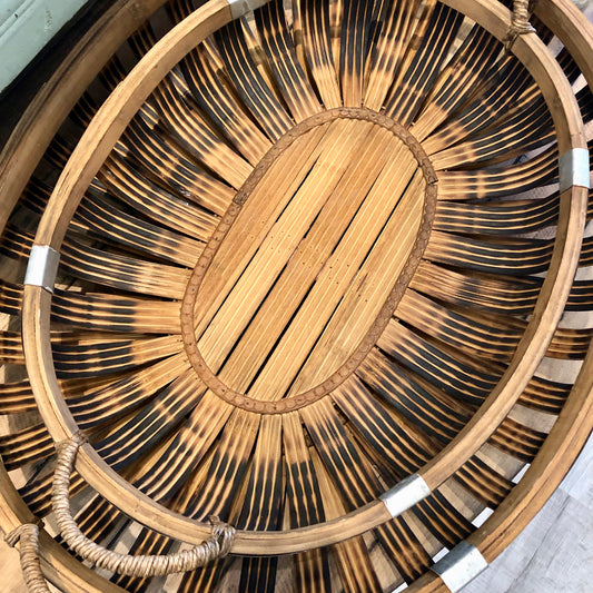Tray, Wood and Metal Oval, Small