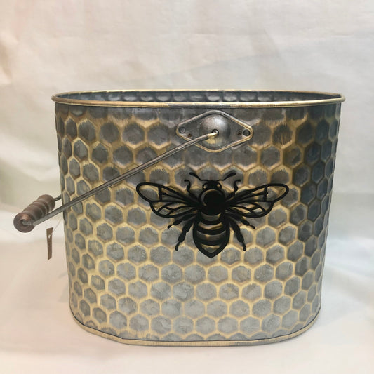 Basket, Metal Honeycomb Design with Bee Motif/Small