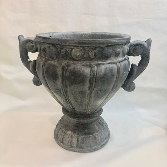 Pot, Cement, Black finish, with Handles