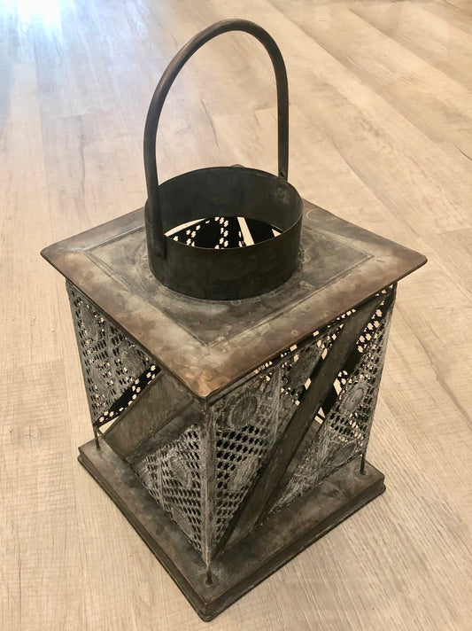 Lantern, Rustic Pierced with Filament Bulb
