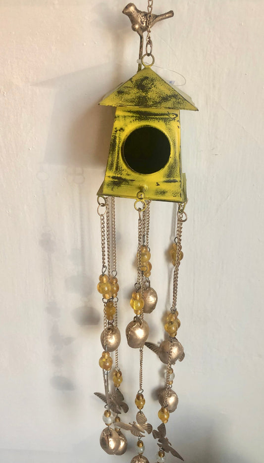 Wind Chime, Fiesta Birdhouse with Ornaments and Mini Cowbells