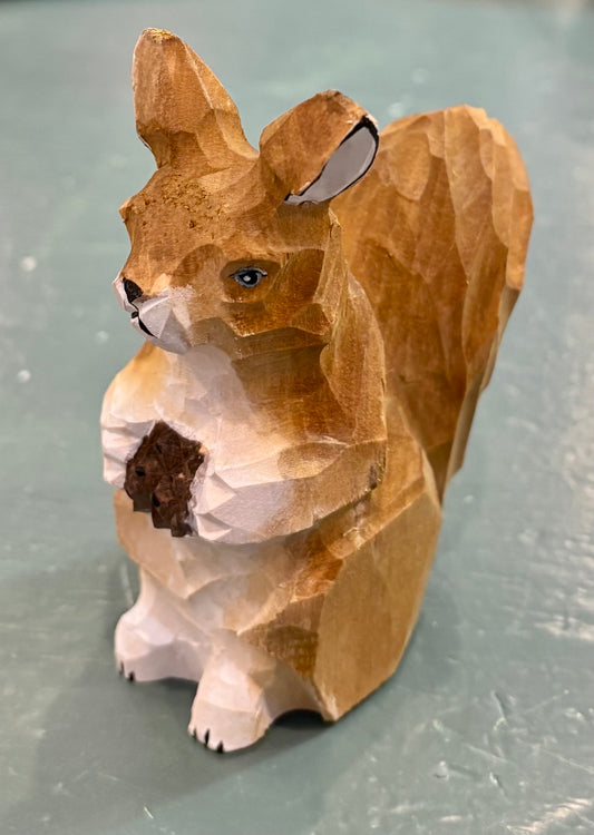 Hand-carved Basswood Squirrel