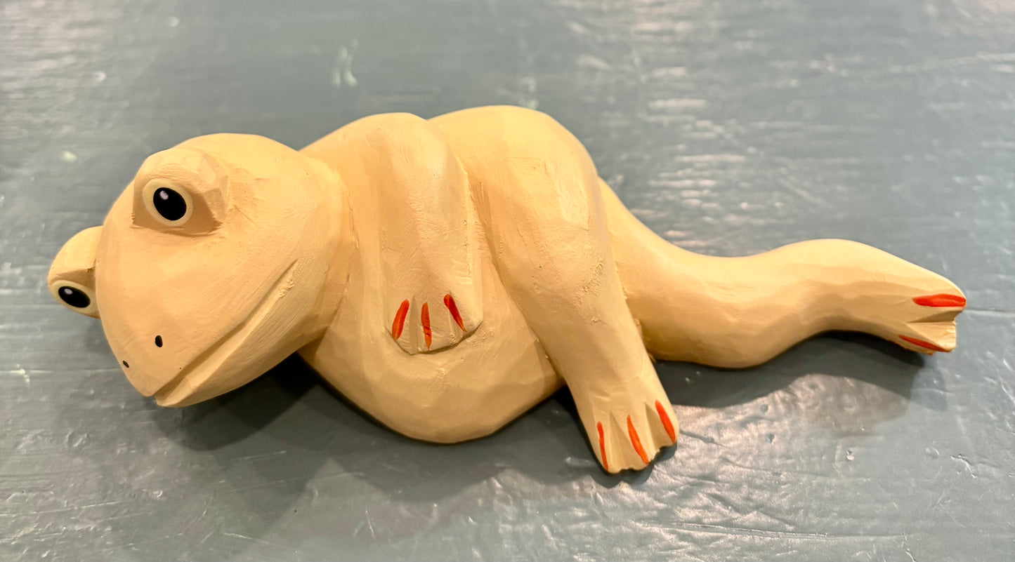 Hand-carved Basswood Frog