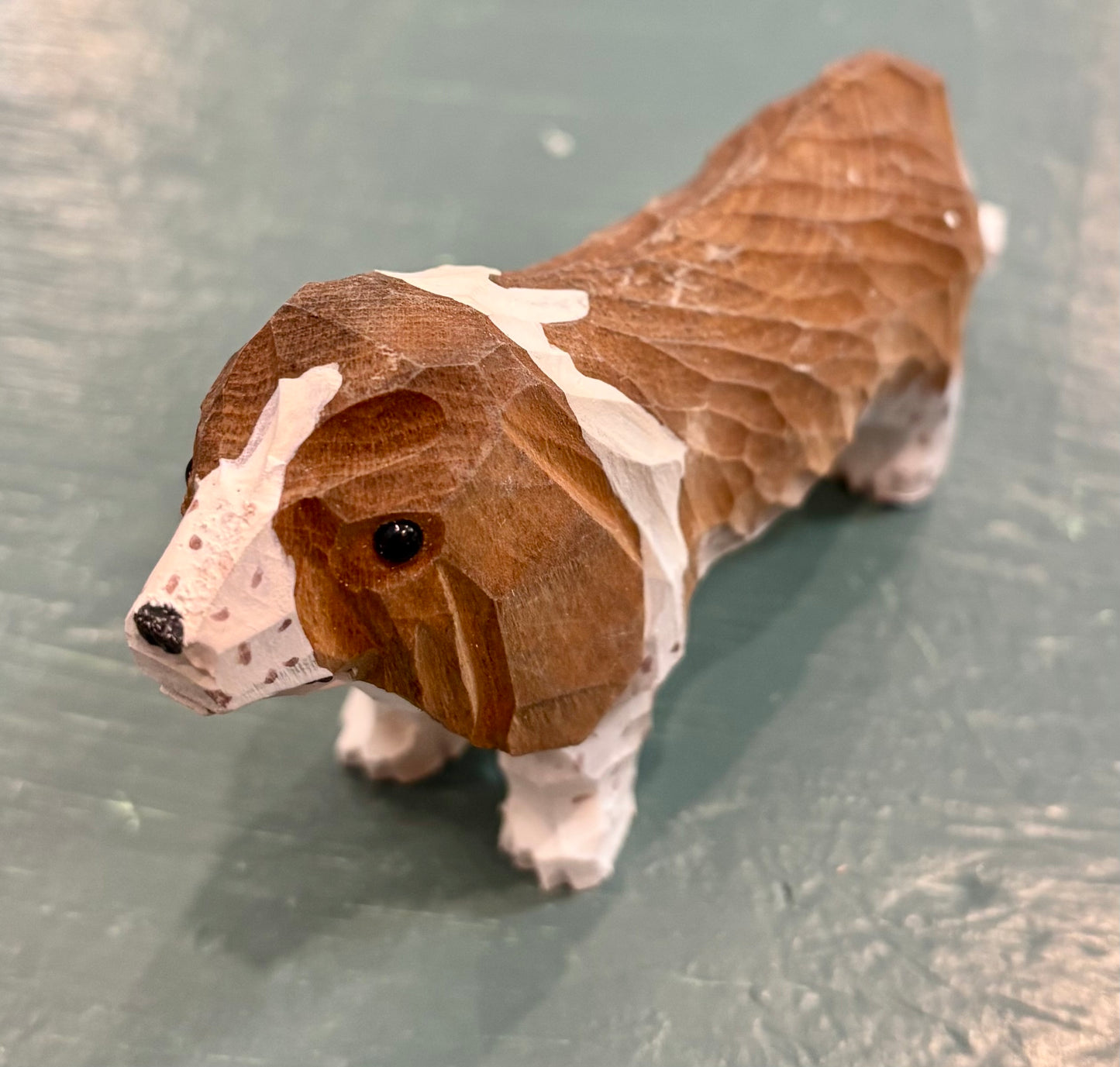 Hand-carved Basswood Basset Hound