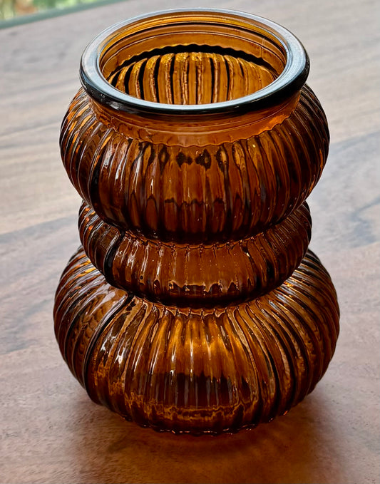 Ribbed Vase, Amber Color