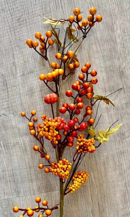 29" Fall Berry and Mini Pumpkins Spray