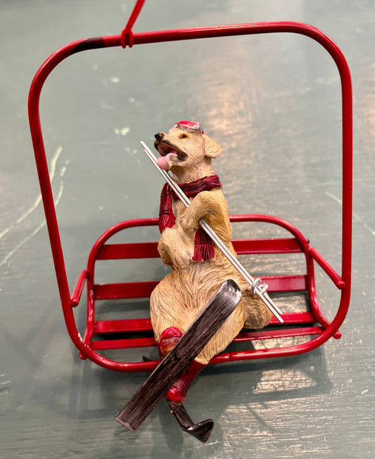 Dog on Ski Lift Ornament