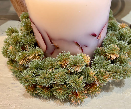 10" Green Mini Chestnut Seed Candle Ring