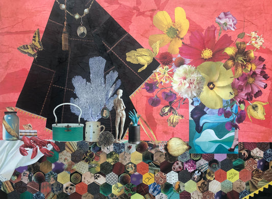 "Still Life with Quilt" Collage, 30" x 40"