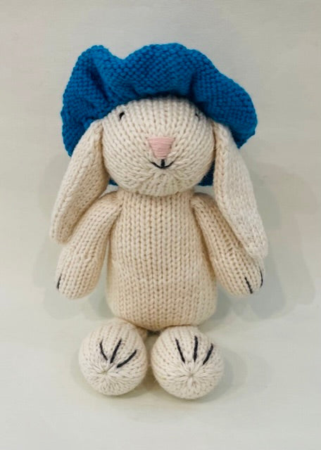 Crocheted Bunny w/Blue Hat