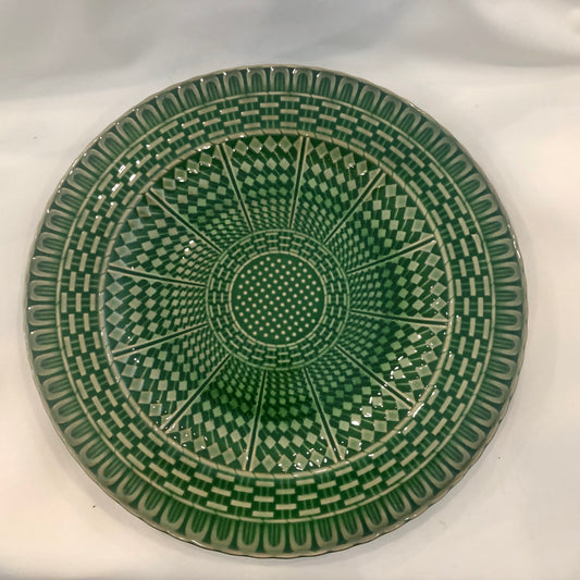 Green Glazed Basketweave Plate