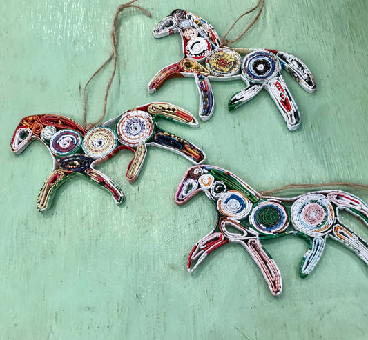 Recycled Paper Horse Ornament