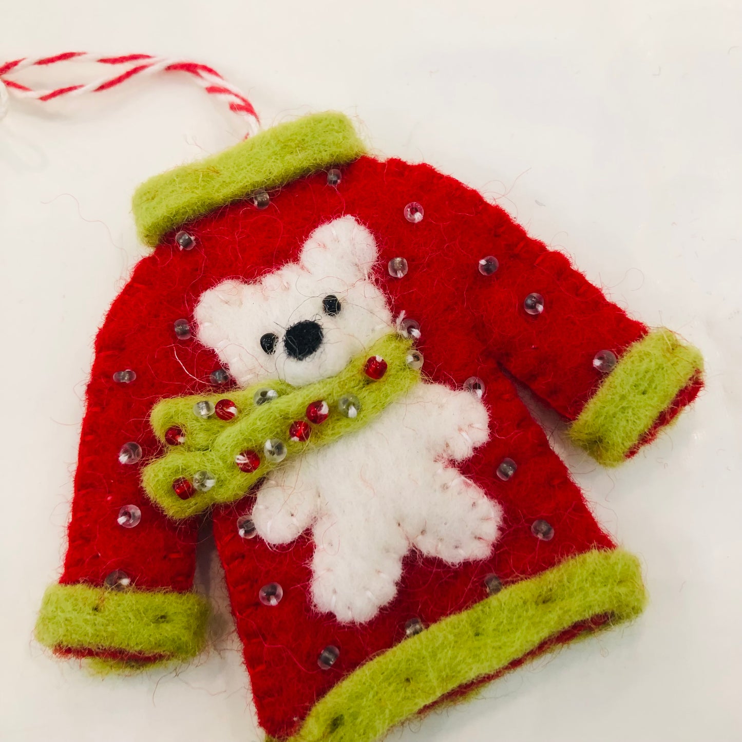 Ugly Sweater Felt Wool Ornament, Polar Bear