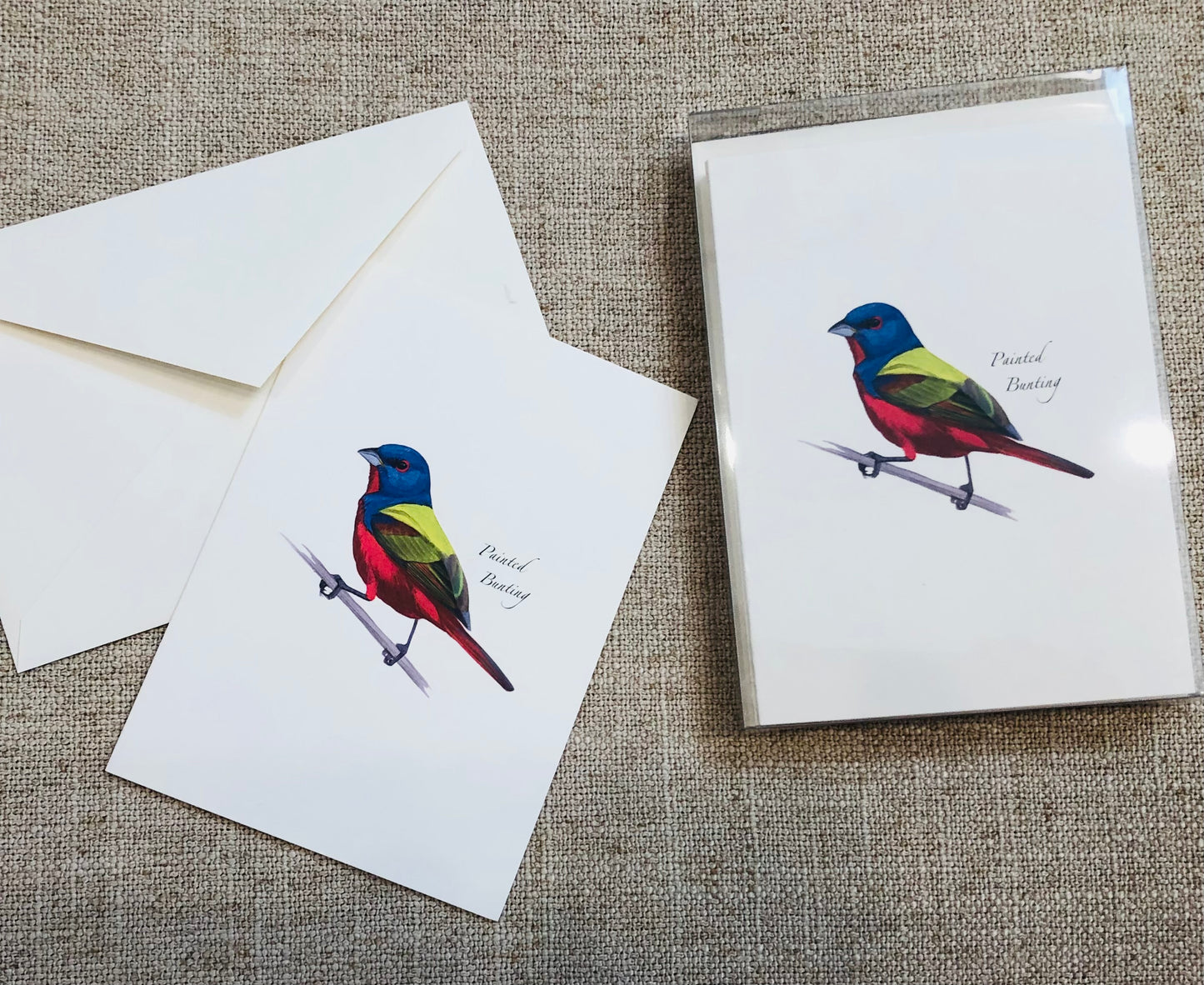 Note Cards, Set of 8, Painted Bunting