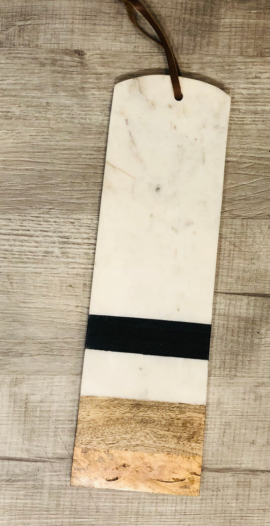 Striped Marble and Wood Cutting Board