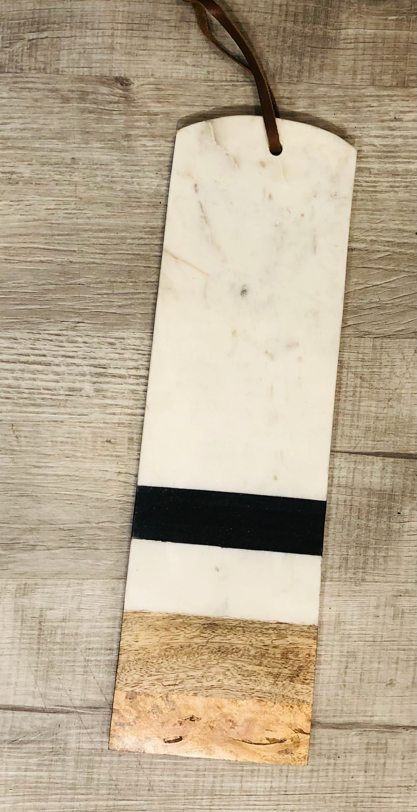 Striped Marble and Wood Cutting Board