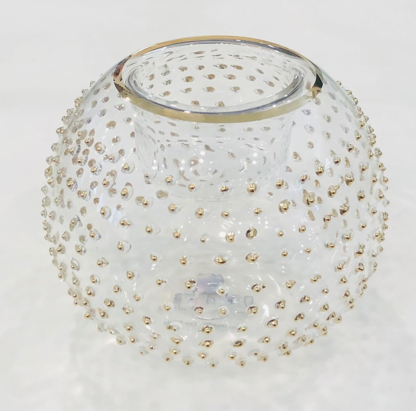 Blown Candle Holder with Gold Dots