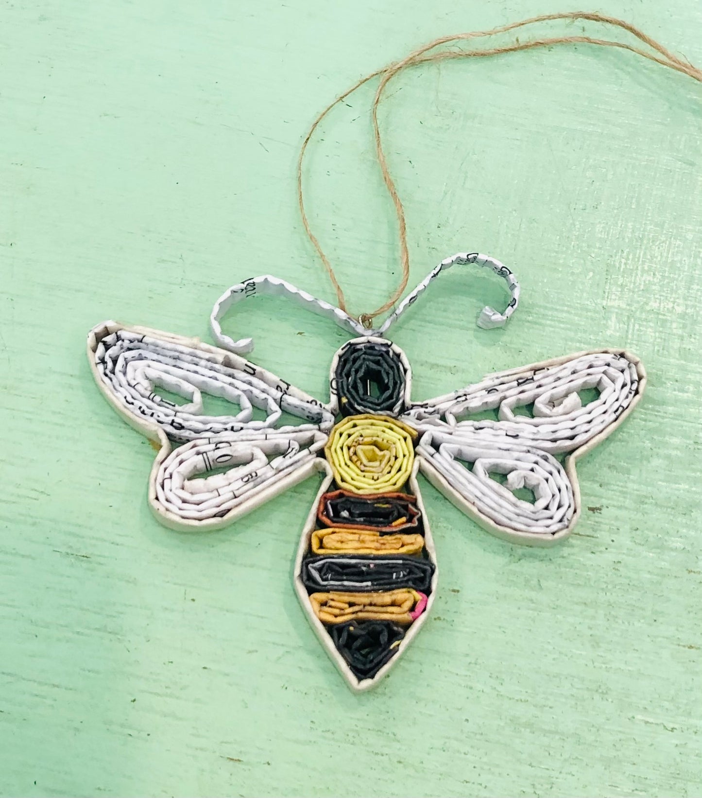 Recycled Paper Honey Bee Ornament
