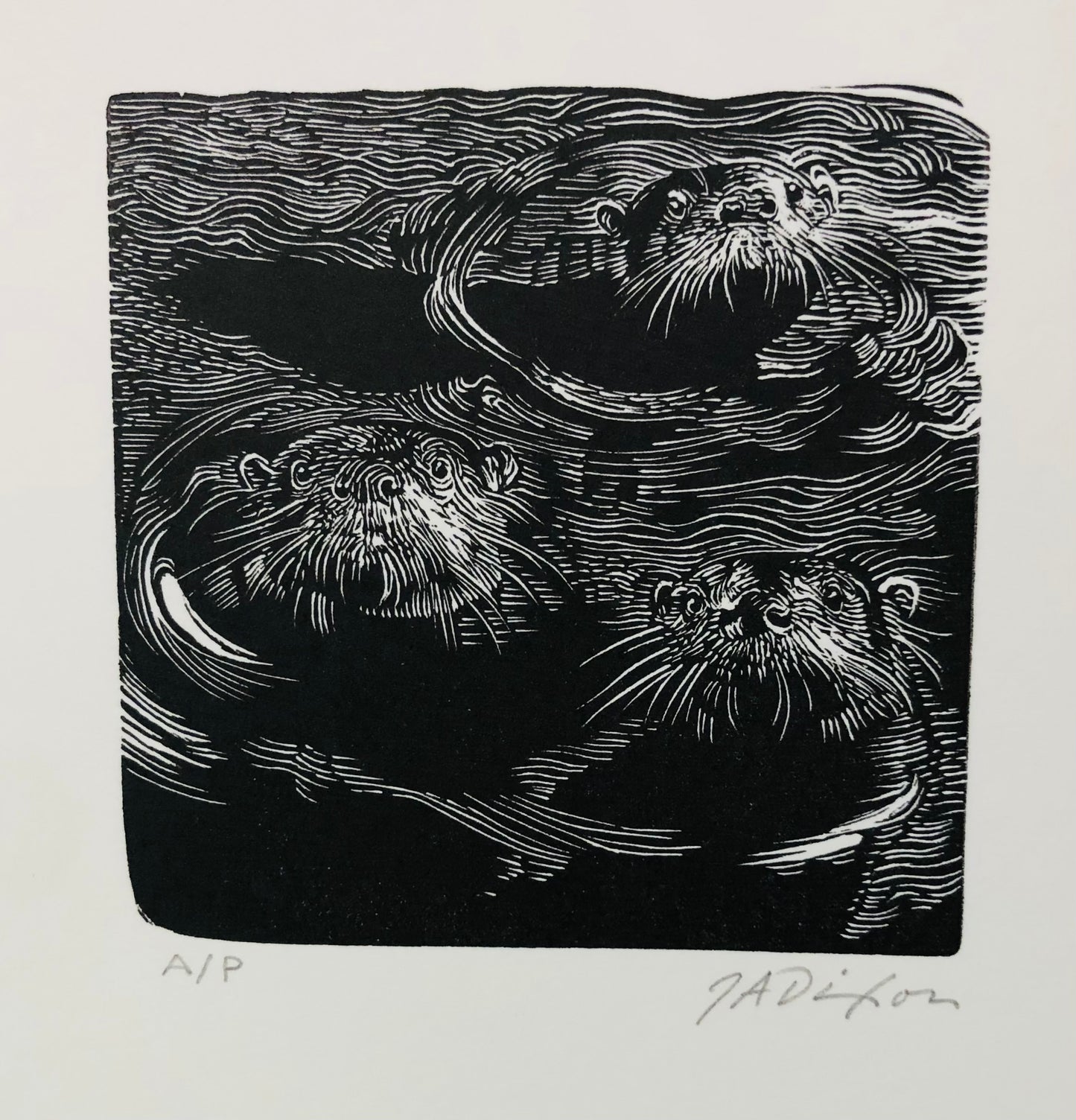 John Dixon/ Wood Engraving/"Frolic"/Sleeved Print 3" x 3" image